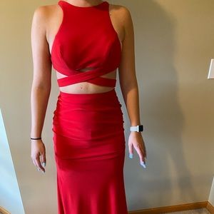ALYSE red floor length two piece dress
